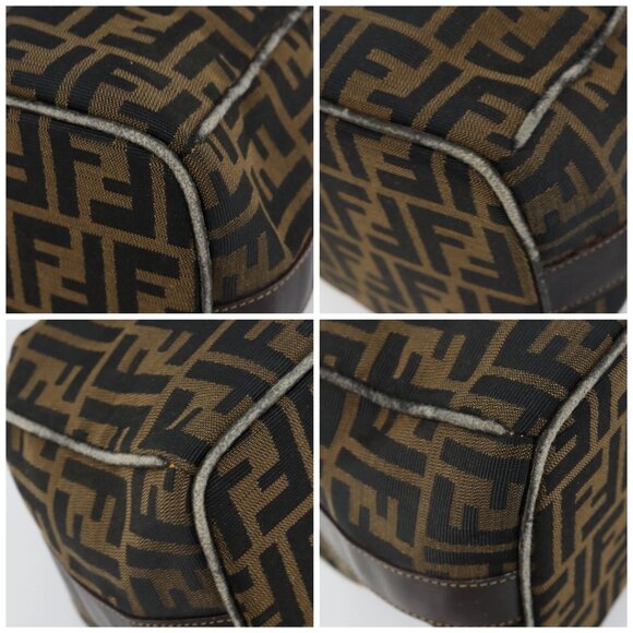 FENDI Zucca Canvas Vanity Bag Black Brown Auth 147546 - Picture 14 of 16